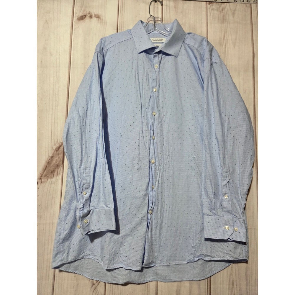 Michael Strahan Collection Mens Light Blue Micro Dot Wrinkle Free Shirt 18 34 35